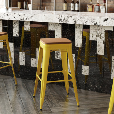 Briahnna Indoor/Outdoor Backless Counter Stool with Poly Resin Seat