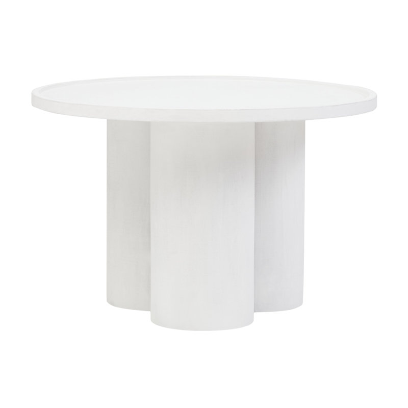 Solid Wood Pedestal Coffee Table, White