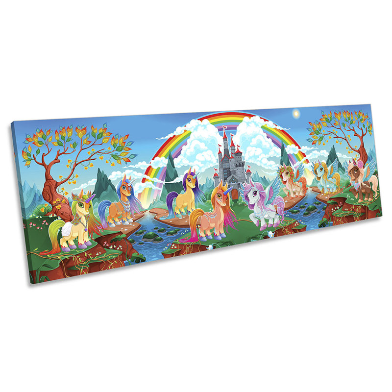 Unicorn Fairy Tale - Wrapped Canvas Panoramic Painting, 60.96cm H x 182.88cm W