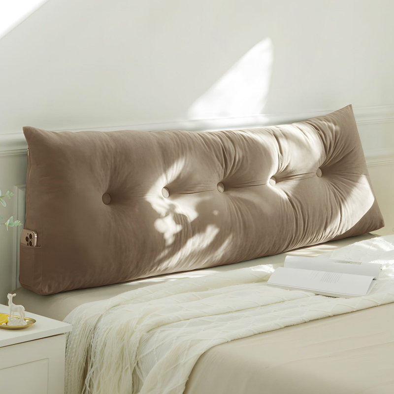  Polyester Headboard Back Support Throw Pillow, 15.7"H x 59"W, Brown