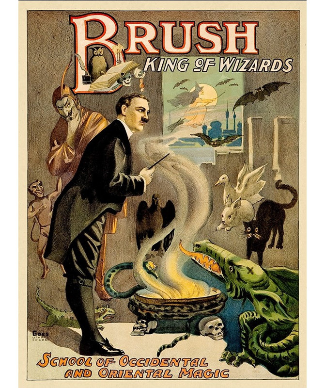 Art mural rétro rétro sans cadre de Blackstone 1895, H 32 po x l 24 po x P 0,1 po