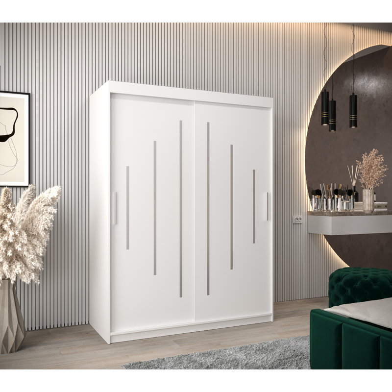 Abdelkrim 2 Door Manufactured Wood Wardrobe, White Matt