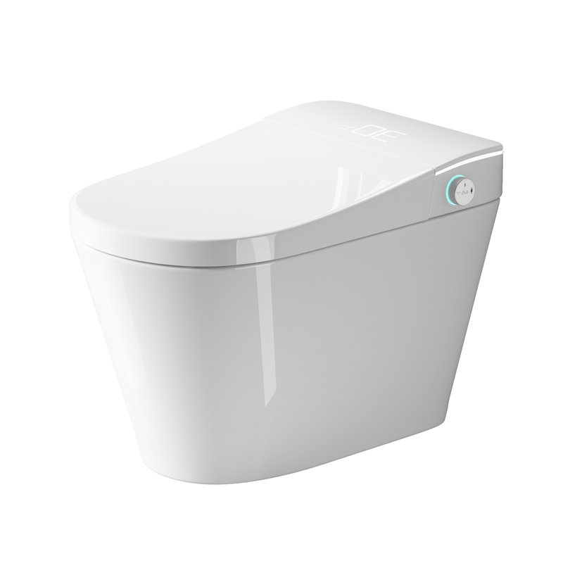 Smart Toilet One Piece In White, W/heated Bidet Seat, Auto Open/close Seat, Siphonic Jet & Built-in Battery, Warm Water/dryer, Hands-free Op W/remote/foot Sensor/off-seat Flush, Multi-wash Modes For Home Bathroom