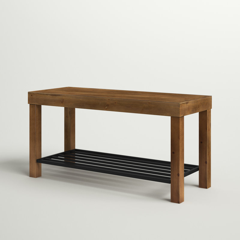 Damari Solid Wood Bench, Rustic Brown