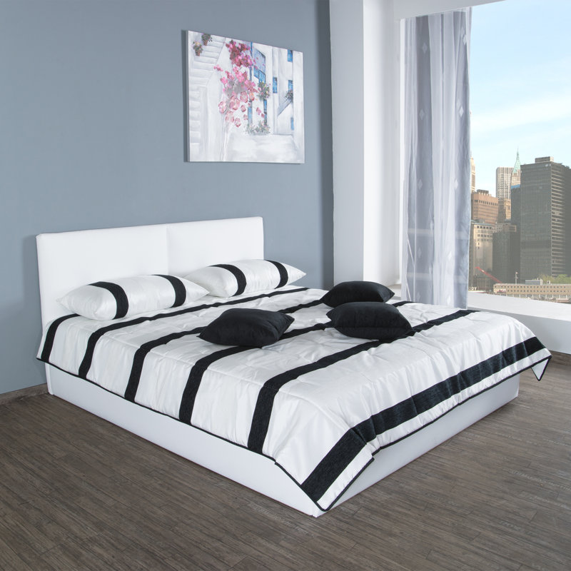 Georja Upholstered Faux Leather Bed, White, Super King (6')