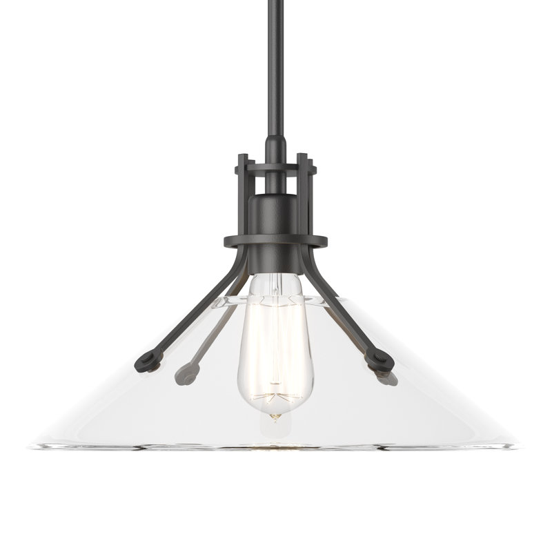 Henry 1 - Light Single Cone Pendant, 56.3'' H X 14.4'' W X 14.4'' D, Clear, Black