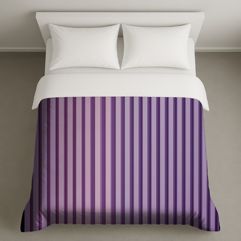 Housses de couette à rayures verticales mauves, Très grand lit