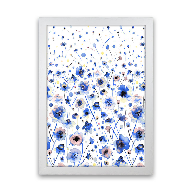 Ink Flowers Degraded - Print, White Framed, 63cm H x 46cm W x 3cm D