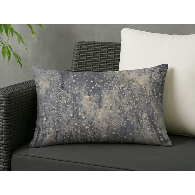 Coussin décoratif intérieur / extérieur bleu Modern Modern, Gris abstrait 59, Rectangle H 14 po x l 20 po
