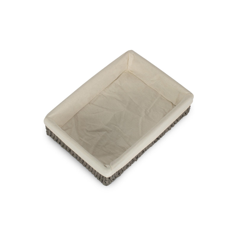 Lily Manor Wicker Storage Tray Basket with Lining, 8cm H x 36cm W x 25cm D