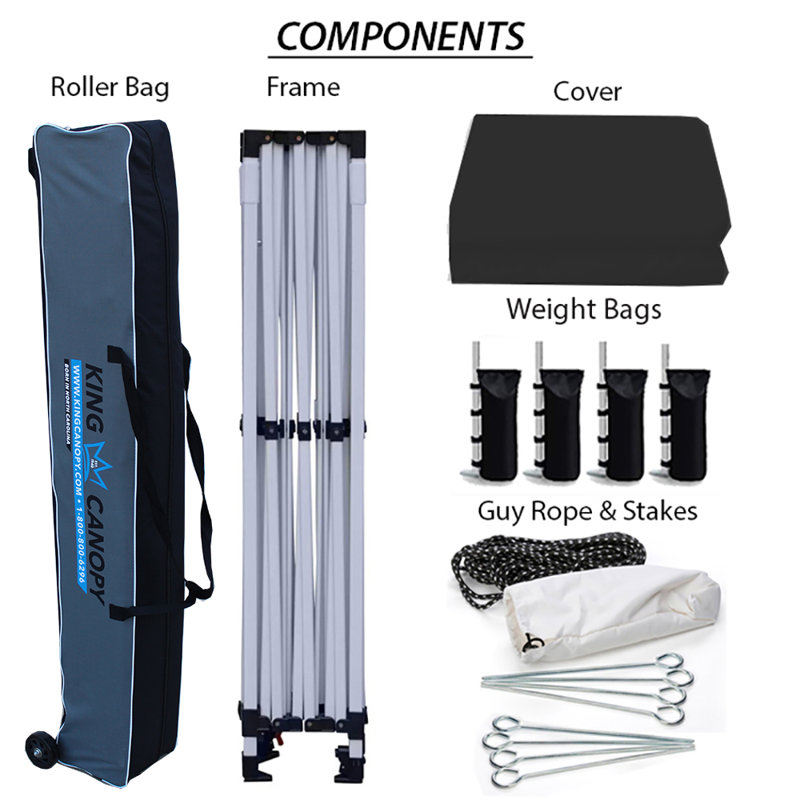 Black 10ft x 10ft Alloy Steel Pop-Up Canopy with Weight Bags