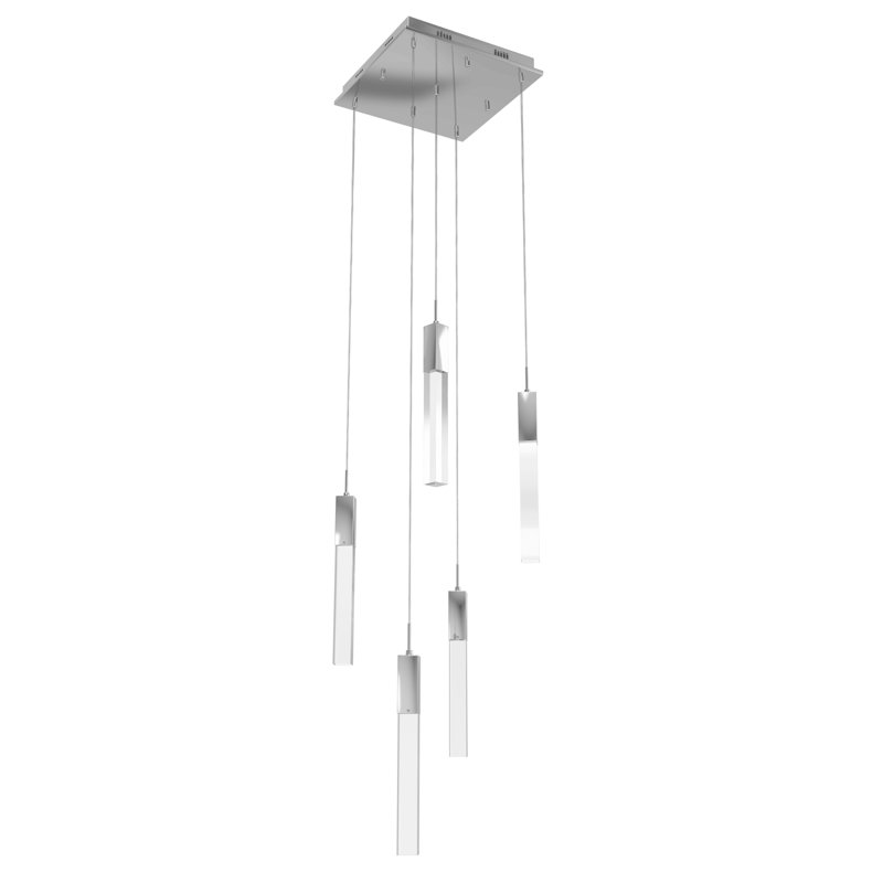 Matthies Polished Chrome Cluster Pendant with Clear K9 Crystal