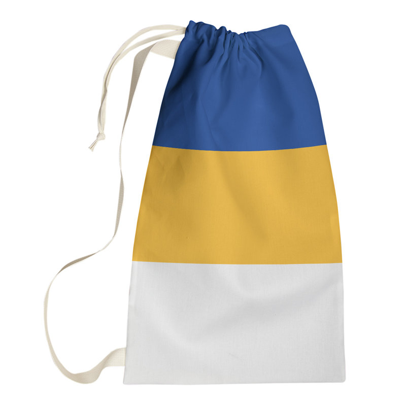 Fabric Laundry Bag with Handles, Small (29" H x 18" W x 1.5" D), Pittsburgh Blue/Gold/White
