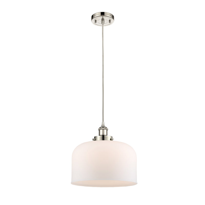 Mini luminaire suspendu à cordon 1 lumière Ballston Urban Bell, Blanc mat, Nickel poli, Ampoule non incluse