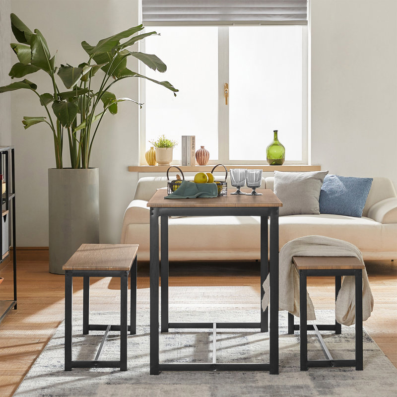 Glain 4 - Person Dining Set, Black/Brown