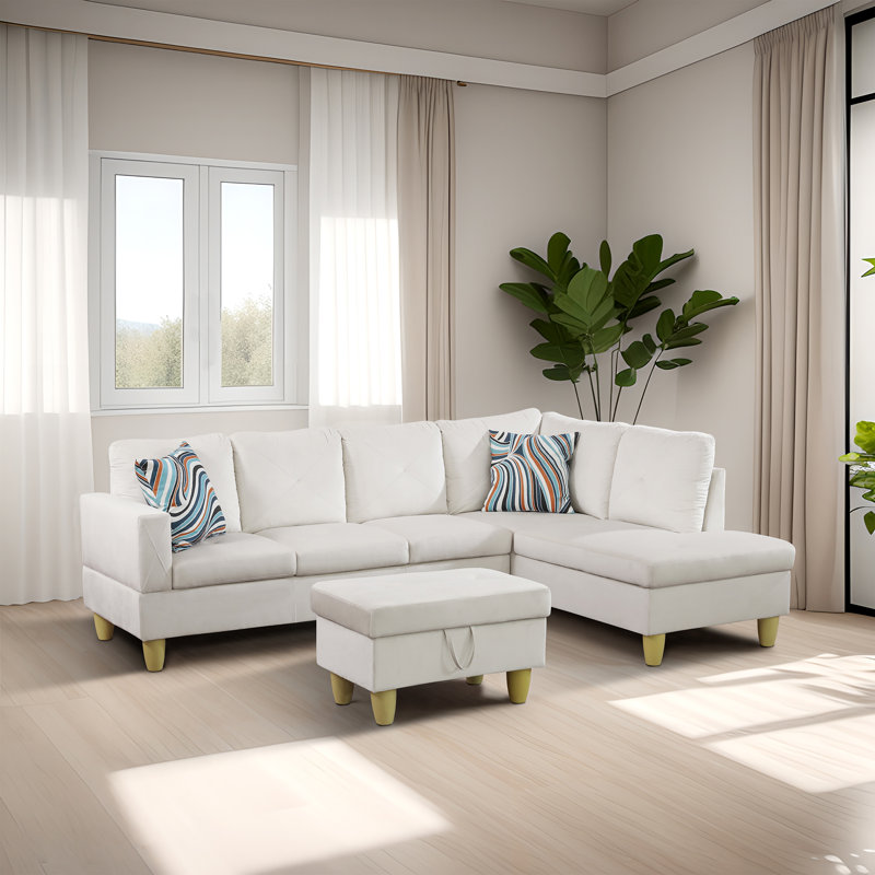 Canapé modulaire rembourré 3 pièces Phifer, Blanc, Brun