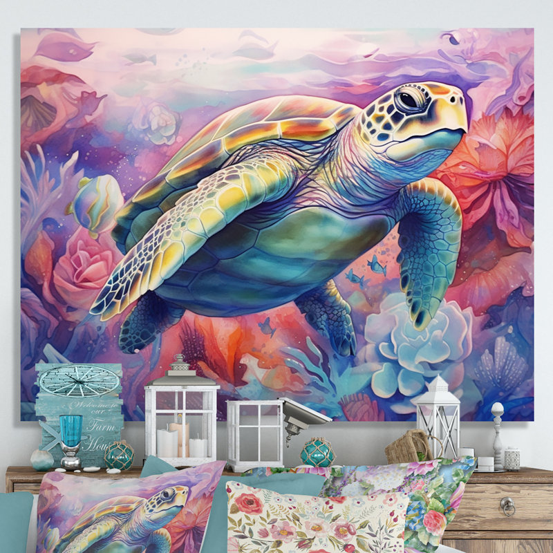 Tortue gracieuse - impressions sur toile d'animaux, H 24 po x l 32 po x P 1 po, Toile tendue