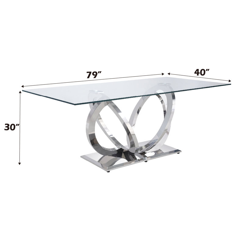 Classy Clear Glass And Silver Mirrored Dining Table Sleek Tabletop With Luster