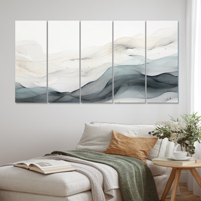 «Blue Gray Line Art Conceptual Abstract II on Canvas», reproduction de 5 pièces