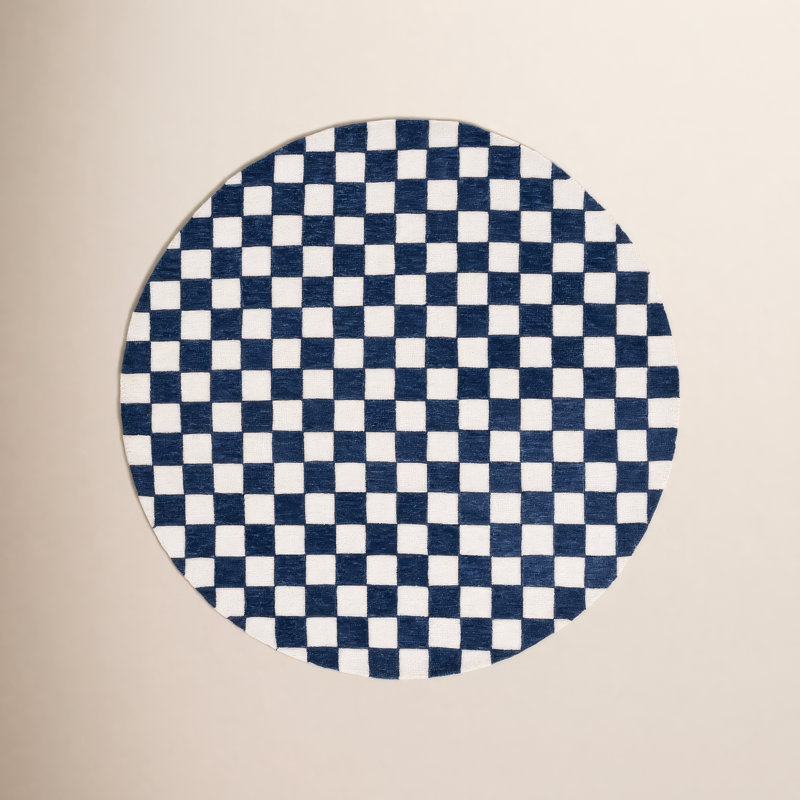 Freemont Area Rug In Navy/Ivory, Round 6'