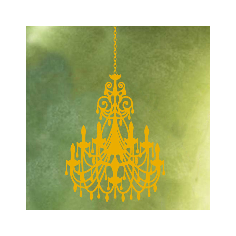 Décalcomanie murale lustre ornée, H 24 po x l 16 po x P 0,01 po, Jaune signalisation