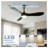 Roomratv 52 Inch Modern Black Ceiling Fan with Lights and Remote Control, Quiet Reversible DC Motor, 6 Speeds, 3 CCT LED Light - Ideal for Bedroom & Living Room