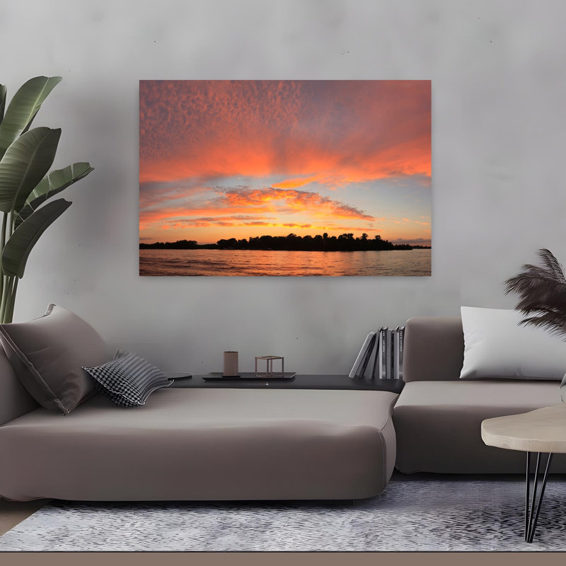Coucher de soleil sur un lac, lac Minnetonka, Minnesota, États-Unis, paysage contemporain abstrait, art, H 32 po x l 48 po