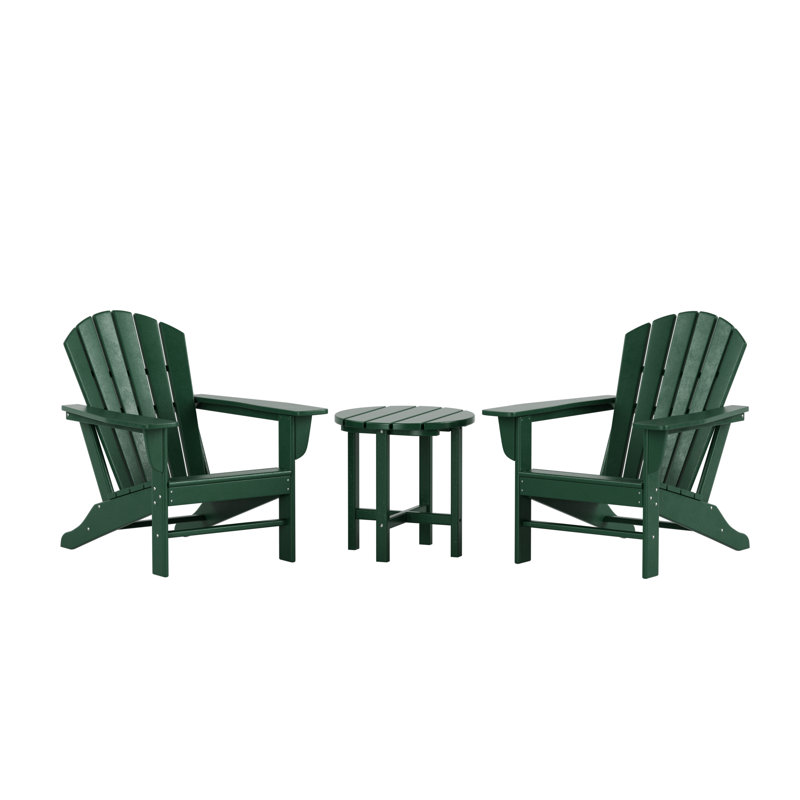 Chaise Adirondack en plastique avec table Geoff, Vert foncé
