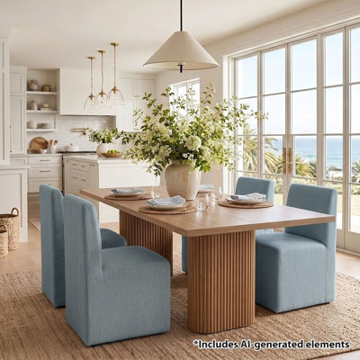 Chaises d'appoint de salle à manger avec sièges rembourrés Modern Linen