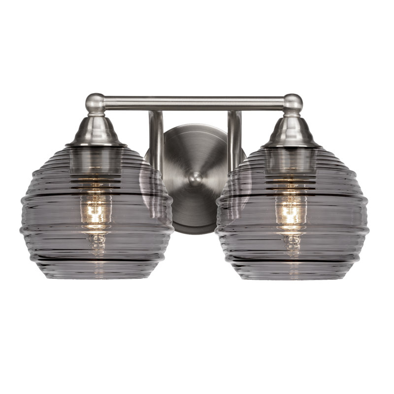 Michell 2-Light Bath Bar, Brushed Nickel, Smoke