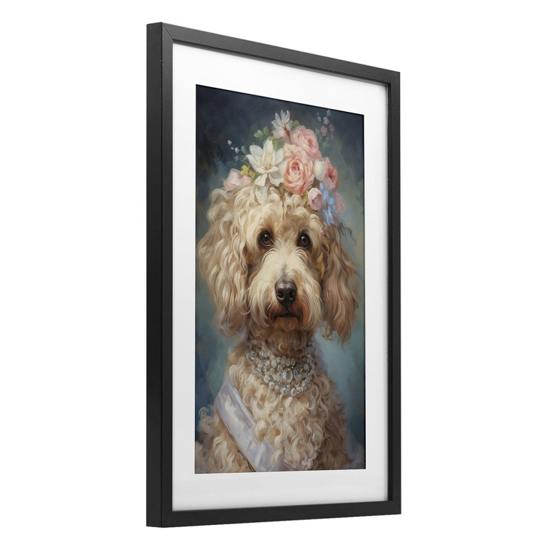 «Fancy Labradoodle», reproduction encadrée sous verre, conception de Wumples, H 20 po x l 14 po, Cadre noir minuit