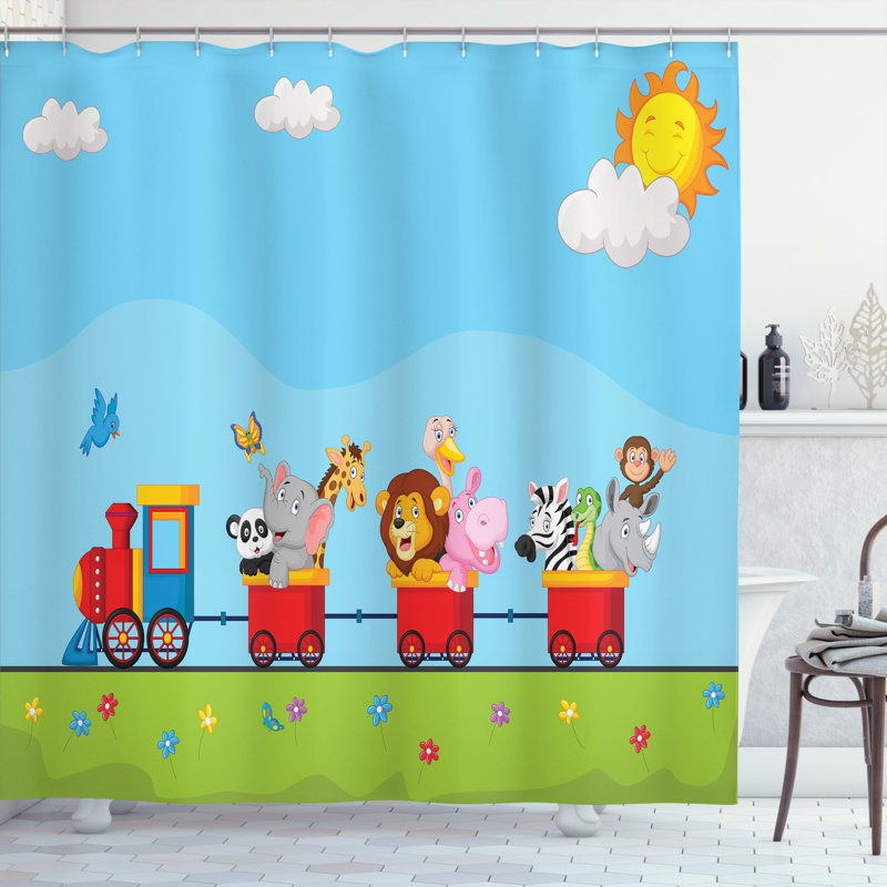 Ensemble de rideau de douche et crochets animés, H 70 po x l 69 po