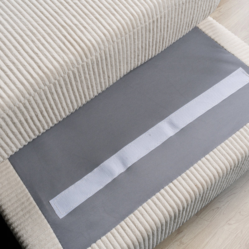 29.52-inch upholstered ottoman, Beige