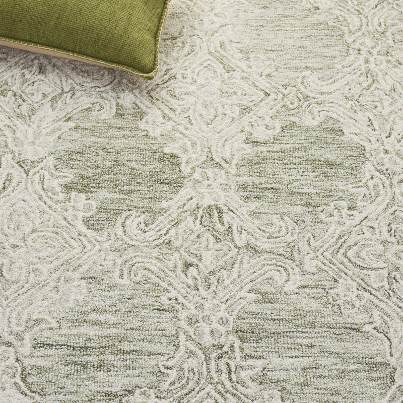 Abstract 561 Hand Tufted 80% Wool; 20% Cotton Damask Rug, Rectangle 6' x 9'