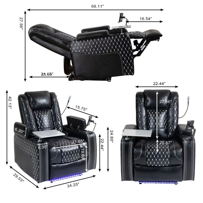 Fauteuils de cinéma inclinables, Noir, noir, noir, noir