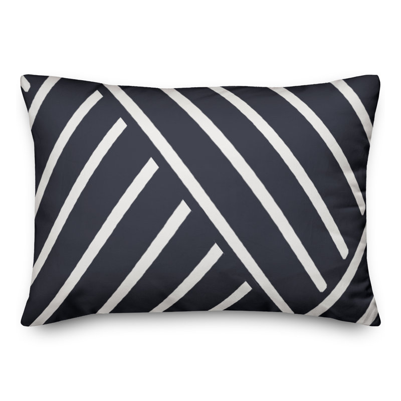Striped Outdoor Reversible Throw Pillow, Bleu marine, 18"H x 25"W