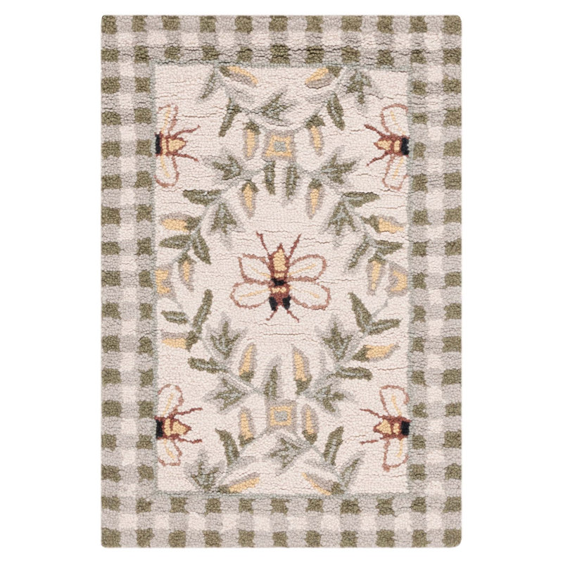Elara Floral Handmade Wool Area Rug, Rectangle 1'8" x 2'6"