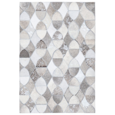Abbie-Lei Flat Weave Hair On Leather Geometric Rug