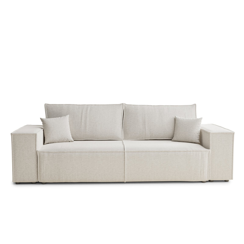 3 Seater Reclining Sofa, Cream Polyester