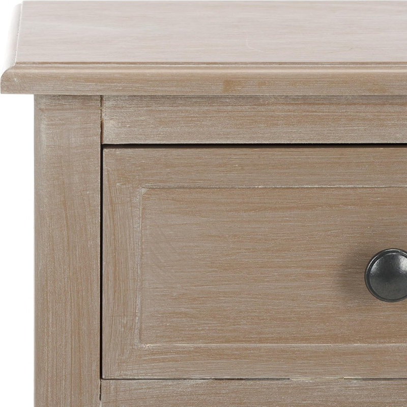 Table d'appoint Everly White Wash avec tiroir et 2 paniers amovibles