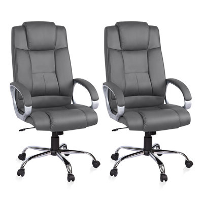 High Back Executive Desk Chair, Premium Faux Leather Office Chair with Back Support, Computer Chair Armrest and Lumbar Support, Pair of 2 by Latitude Run