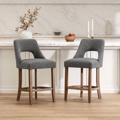 Tabouret de bar 26 po à hauteur de comptoir moderne avec pieds en bois pour îlot de cuisine