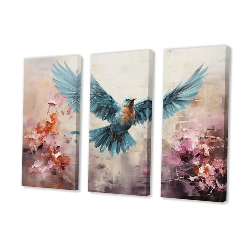 Cerulean Calm Graceful Dove - ensemble d'art mural sur toile colombe, H 40 po x l 60 po