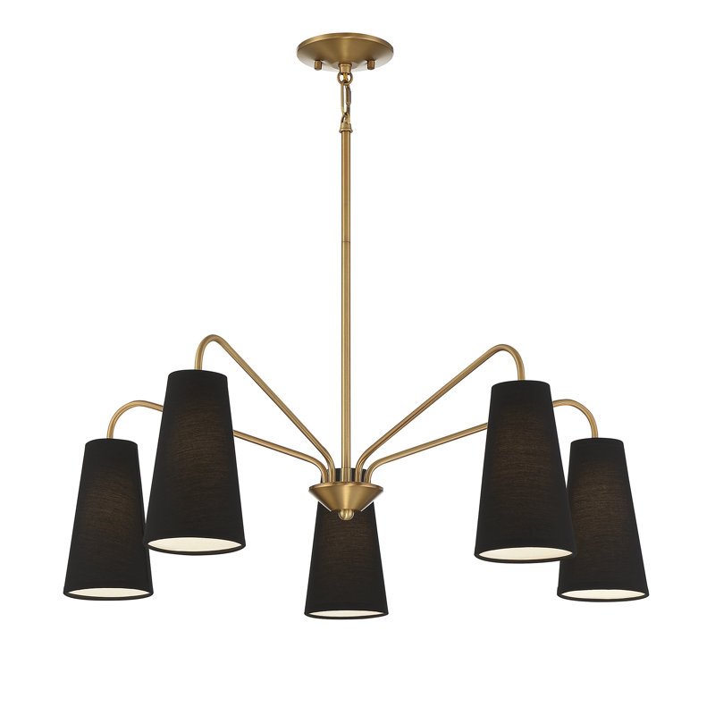Cher 5-Light Chandelier, Laiton, Noir