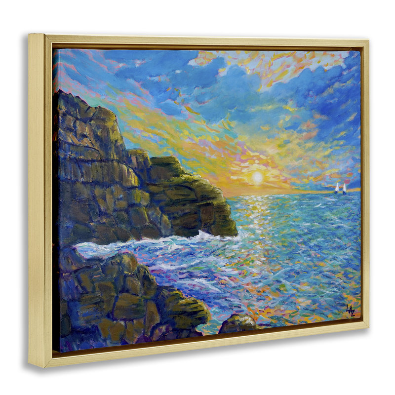 Cadre flottant Reflections Of The Sea, design par Lee Ann Zirbes, H 25 po x l 31 po, Cadre flottant métallique doré