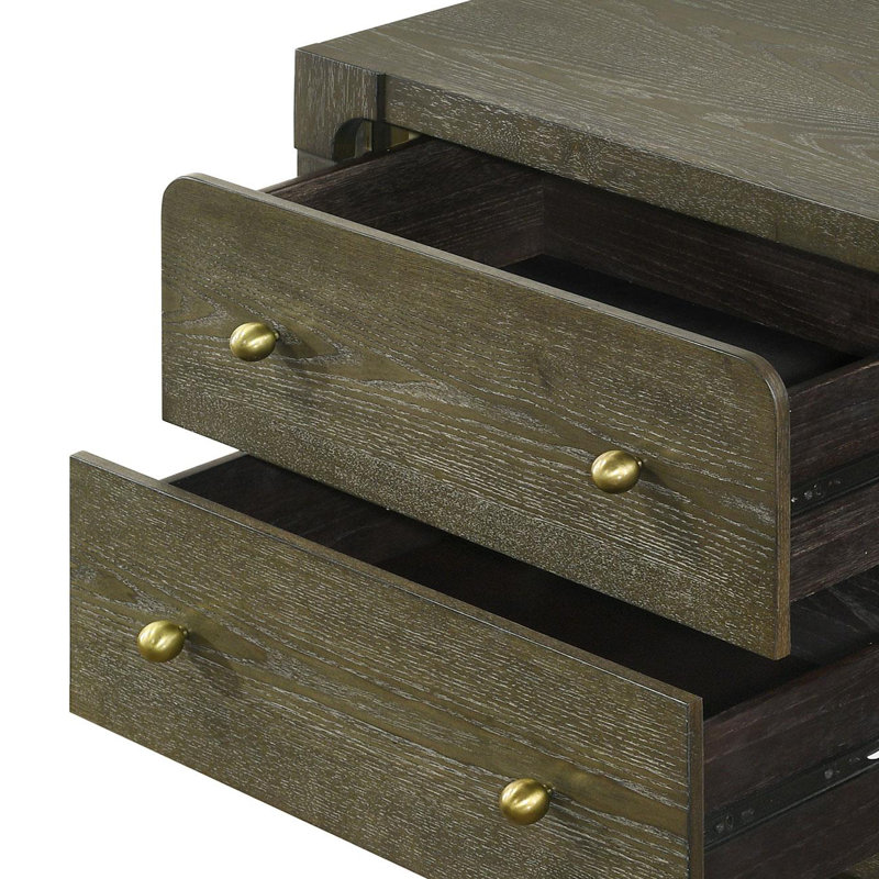 2-Drawer Nightstand Bedside Table Dark Cocoa