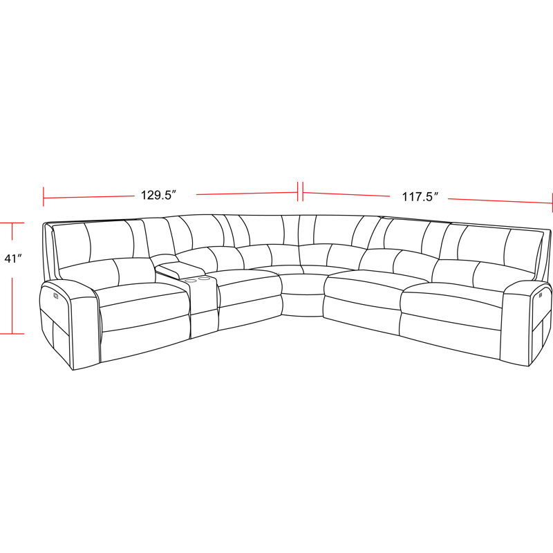 Mikey Upholstered Power Reclining Curved Sectional Symmetrical, Twilight