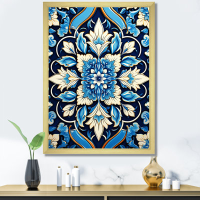 Abstract Blue And Whitefloral Motif - Abstract Tile Wall Art