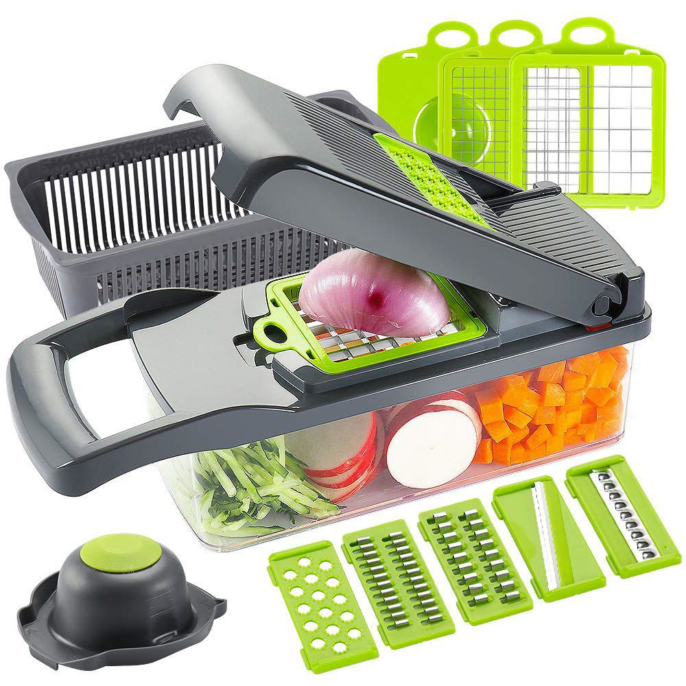 Mandoline Vegetable Slicer 12 In 1 Vegetable Chopper Manual,Black