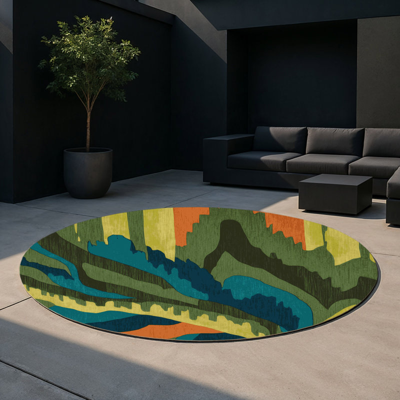 Tapis intérieur et extérieur Highland Glow, Rond 5 pi